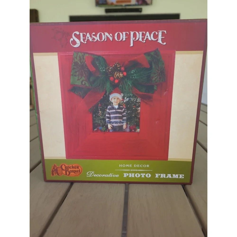 New 4x4 Season Of Peace Decorative Photo Frame Cracker Barrel Distressed BXD